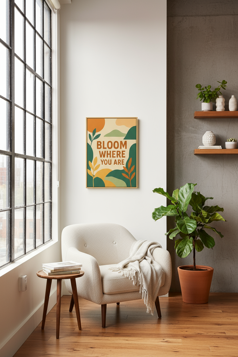 Bloom Where You Are Canvas in Loft Space