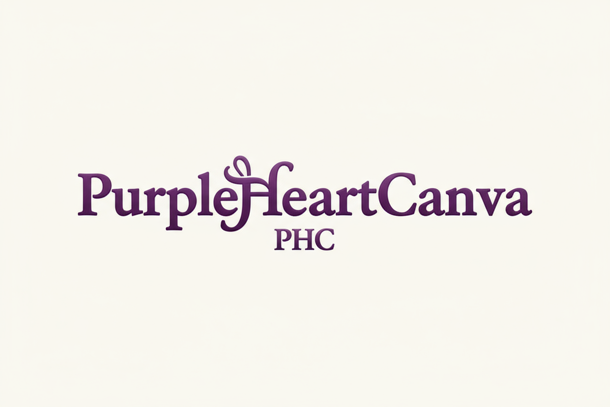 Classic and meaningful text-only logo for PurpleHeartCanva