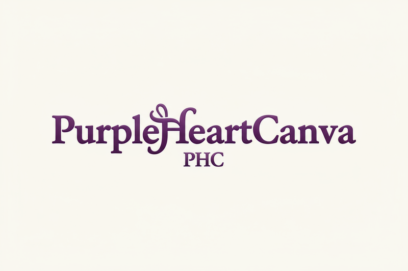 Classic and meaningful text-only logo for PurpleHeartCanva