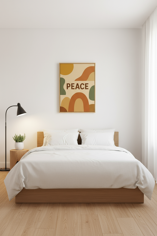 Peace Canvas Minimalist Bedroom Lifestyle Photo